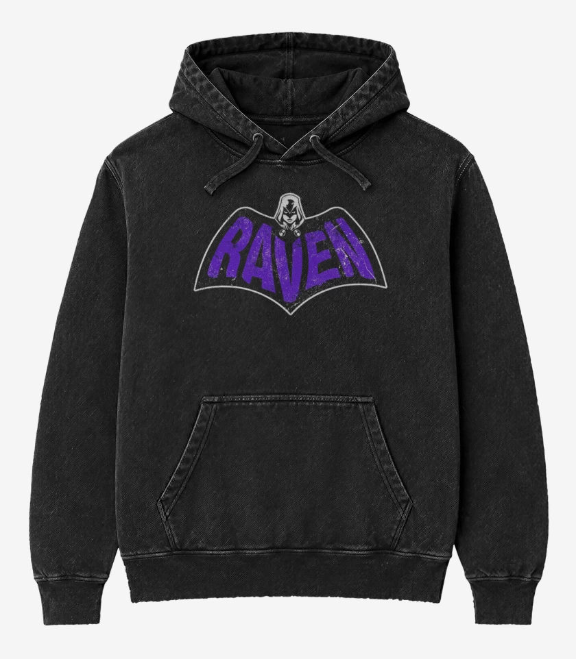 Poleron Canguro Acid Wash Negro de Raven