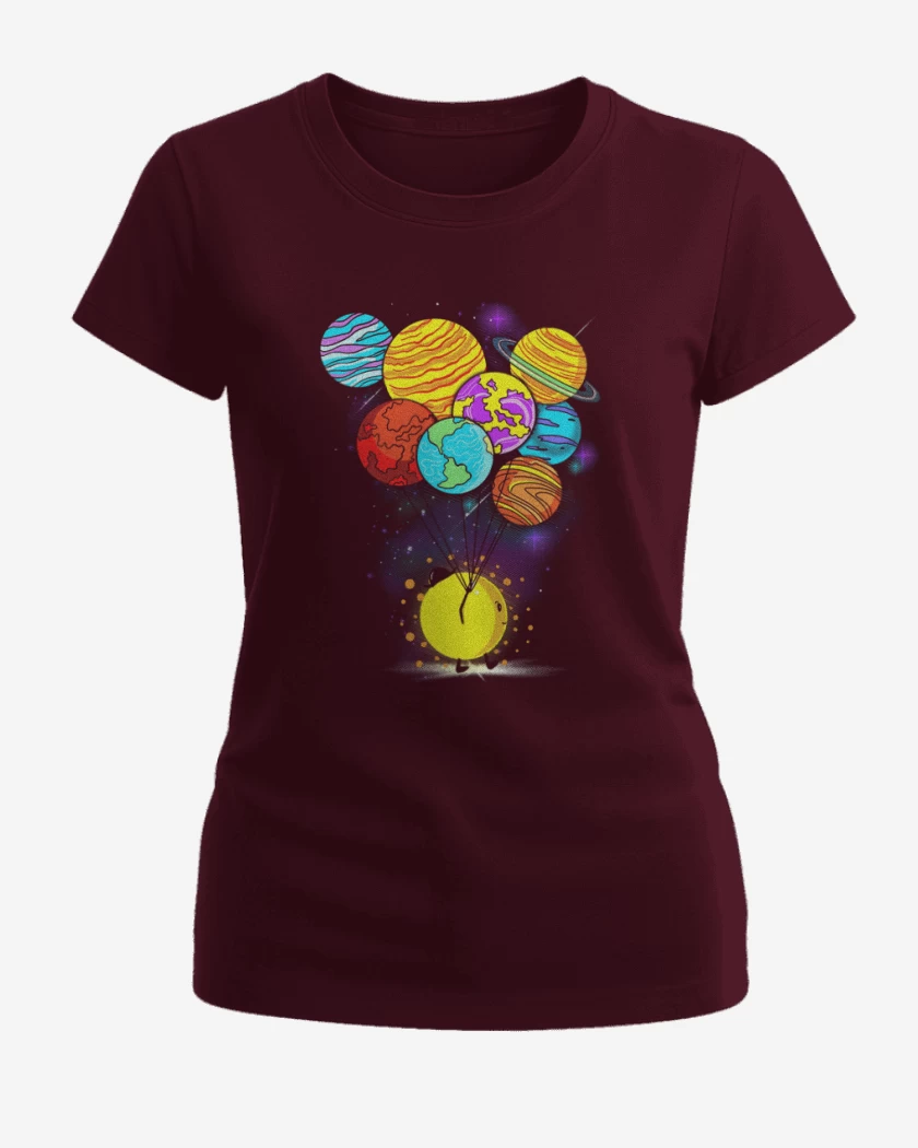 Polera de Mujer Burdeo de Sistema solar