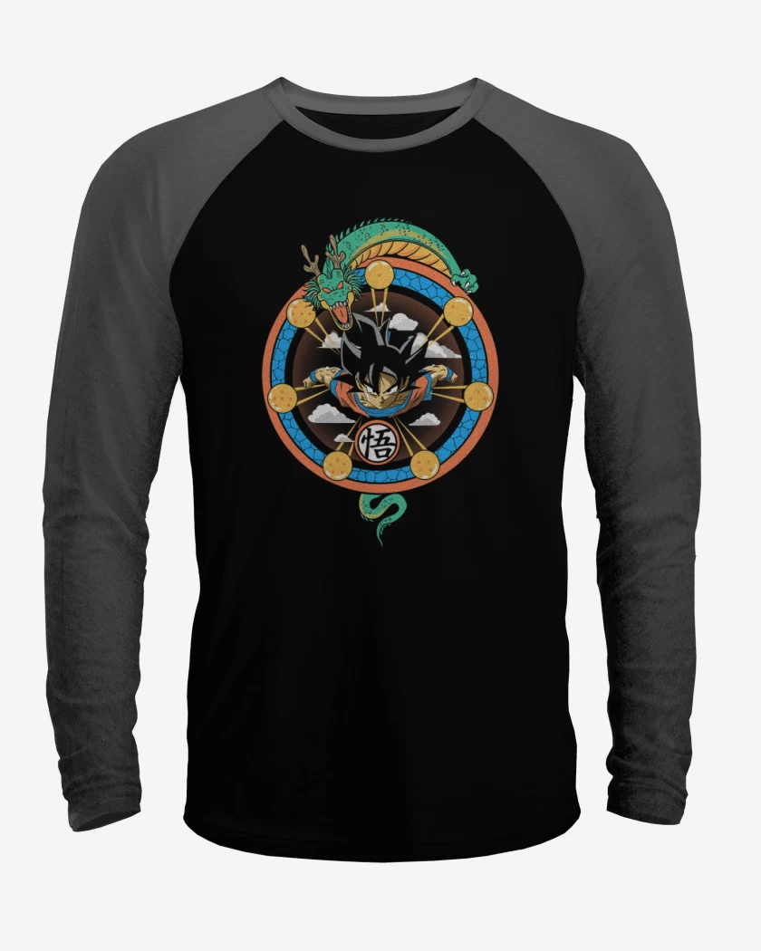 Polera Raglan Negro / Negro Heather de El dragon
