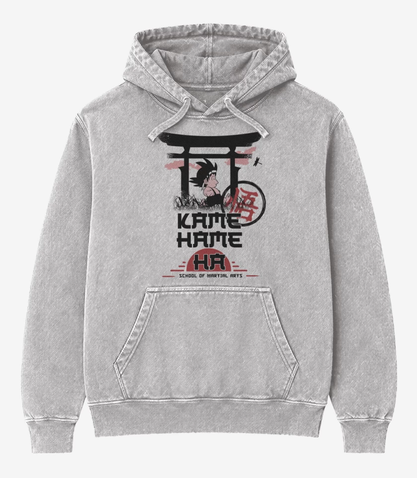 Poleron Canguro Acid Wash Gris Melange de Escuela de artes marciales