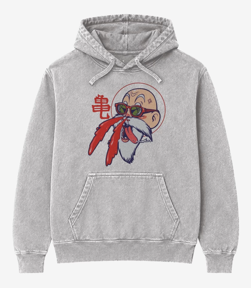 Poleron Canguro Acid Wash Gris Melange de Maestro Roshi