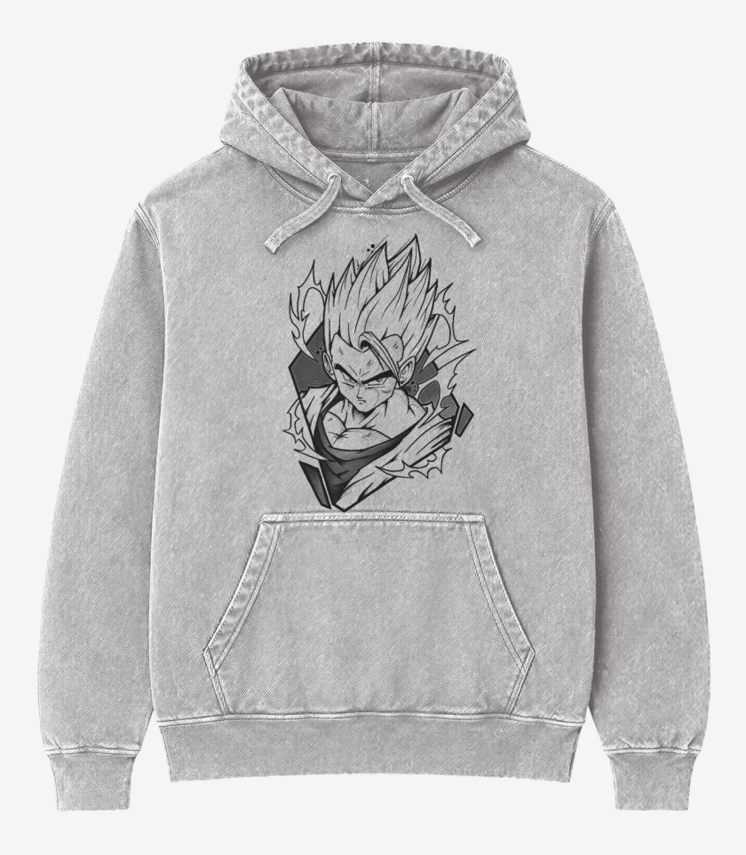 Poleron Canguro Acid Wash Gris Melange de Gohan