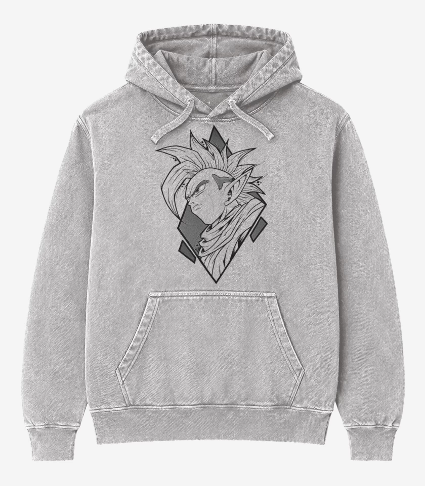 Poleron Canguro Acid Wash Gris Melange de Tapion