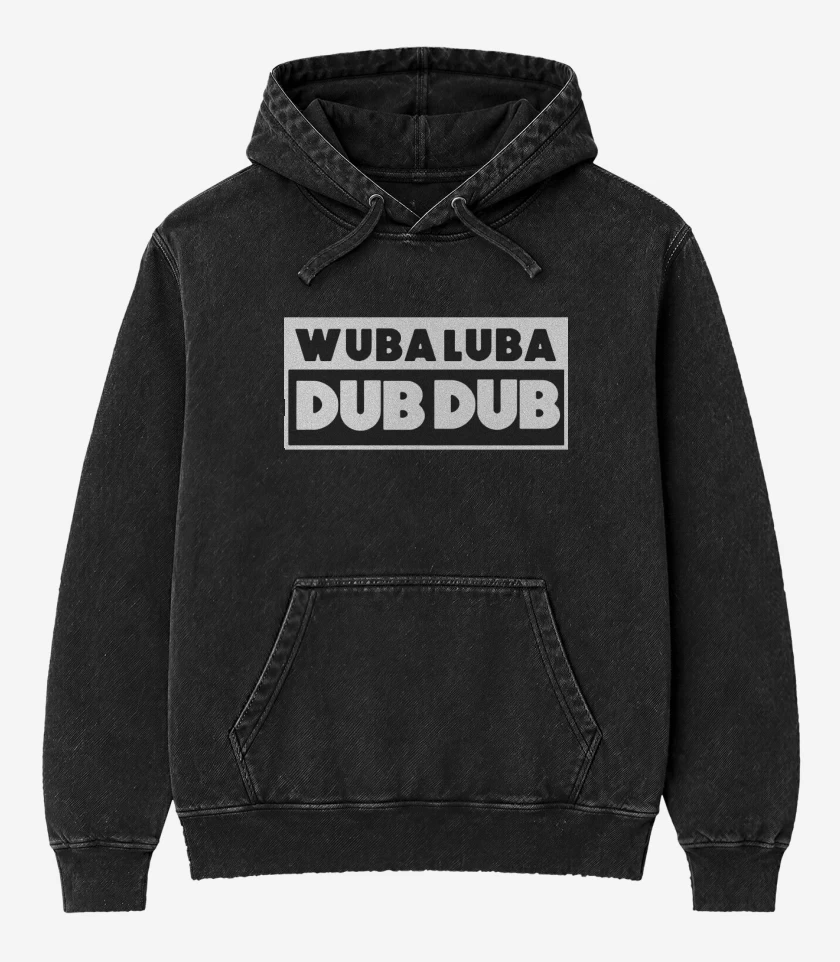 Poleron Canguro Acid Wash Negro de WUBA LUBA DUB DUB