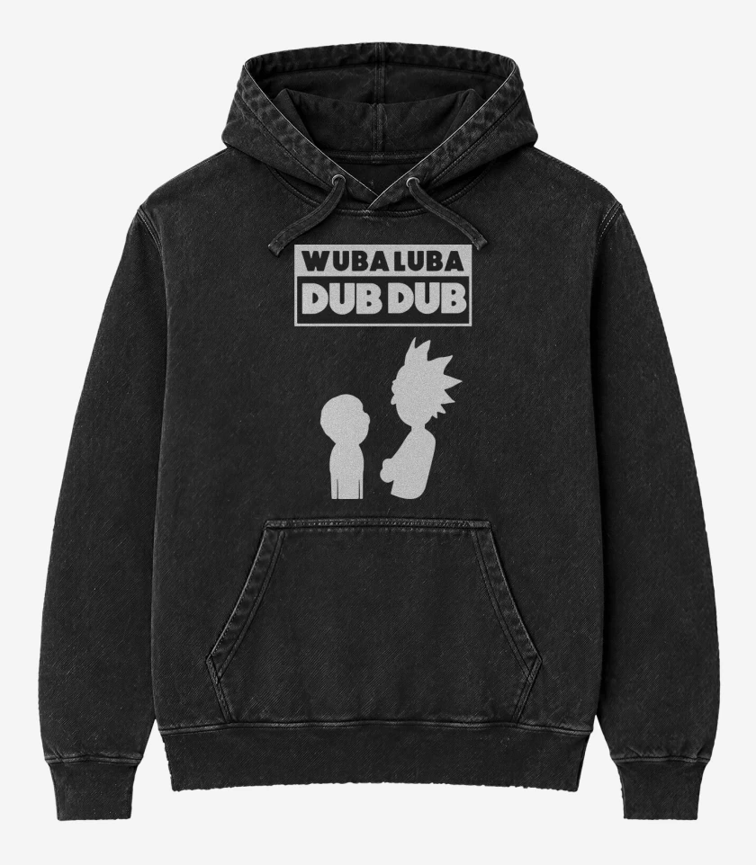 Poleron Canguro Acid Wash Negro de Wuba luba dub dub 2