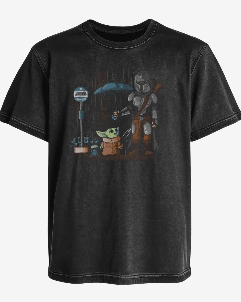 Polera desgastada Negro de Toto baby yoda