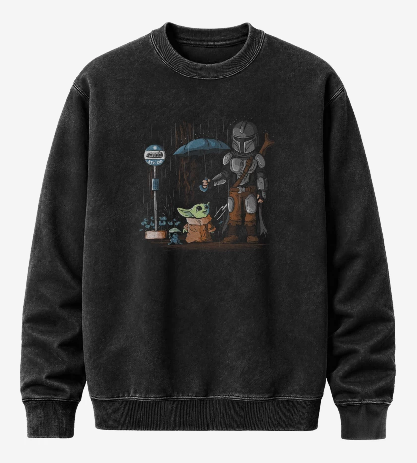 Poleron Polo Acid Wash Negro de Toto baby yoda
