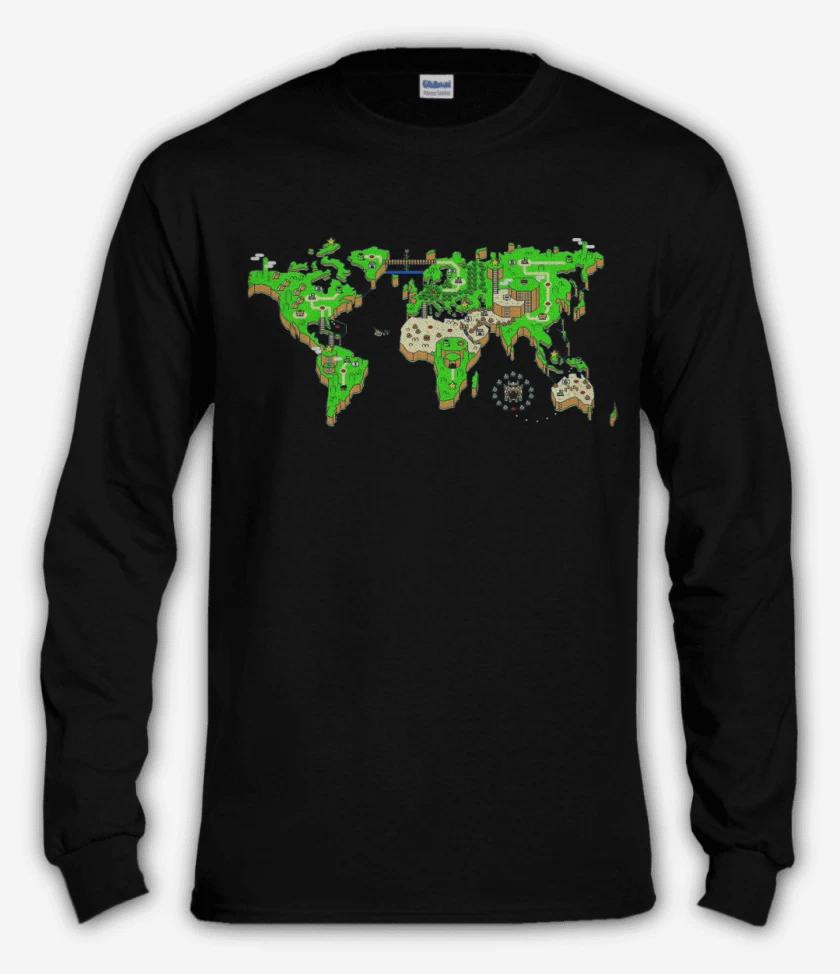 Polera manga larga Negro de Mapa mundi