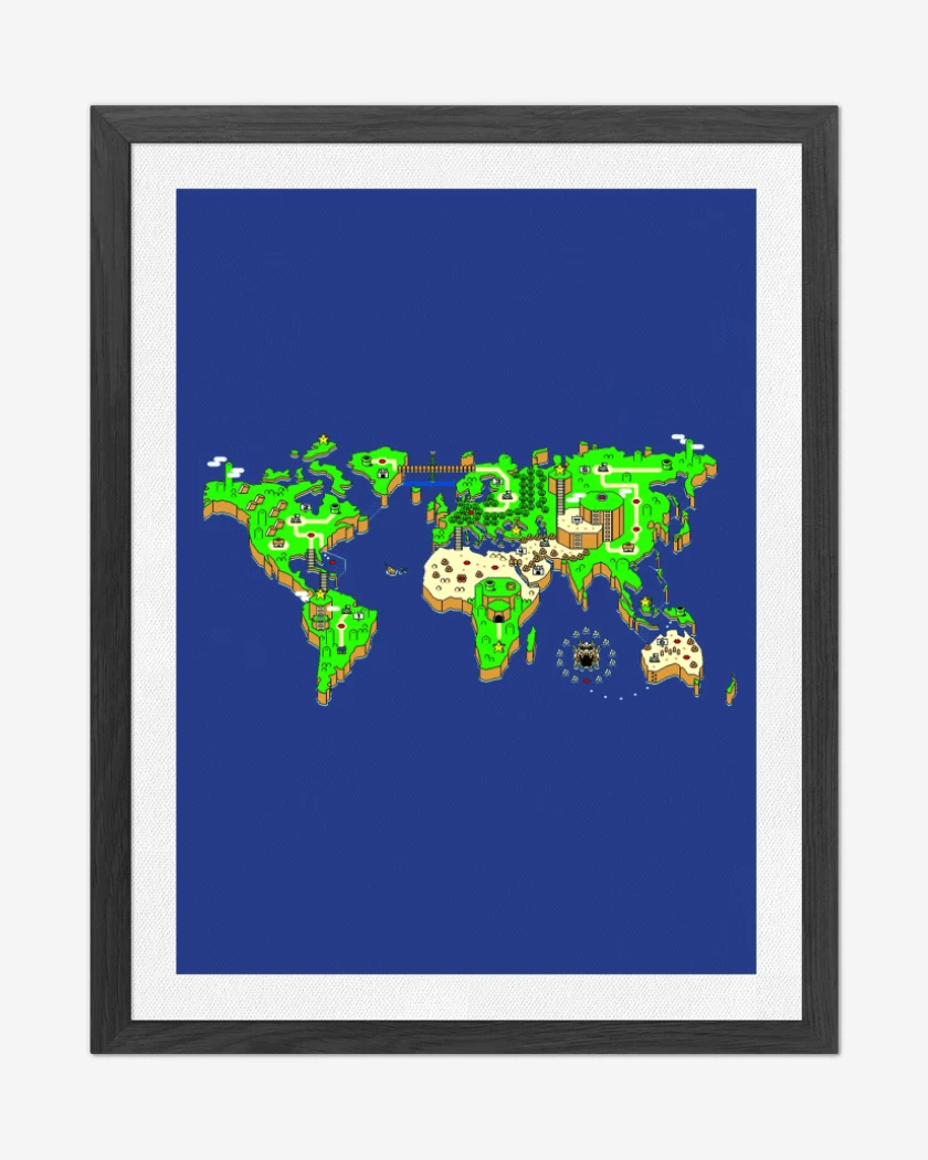 Cuadro decorativo Azul Rey de Mapa mundi