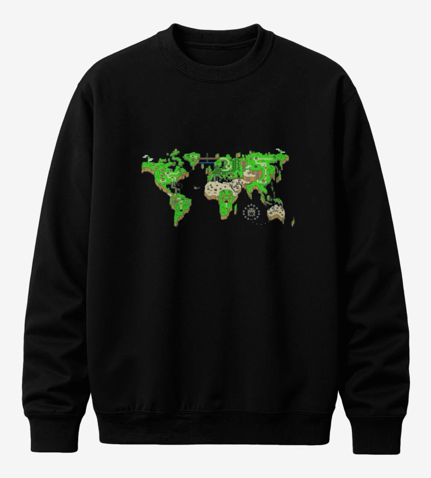Poleron polo Negro de Mapa mundi