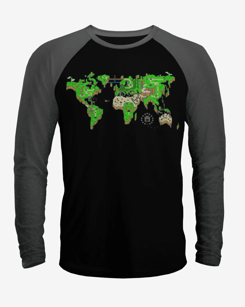 Polera Raglan Negro / Negro Heather de Mapa mundi