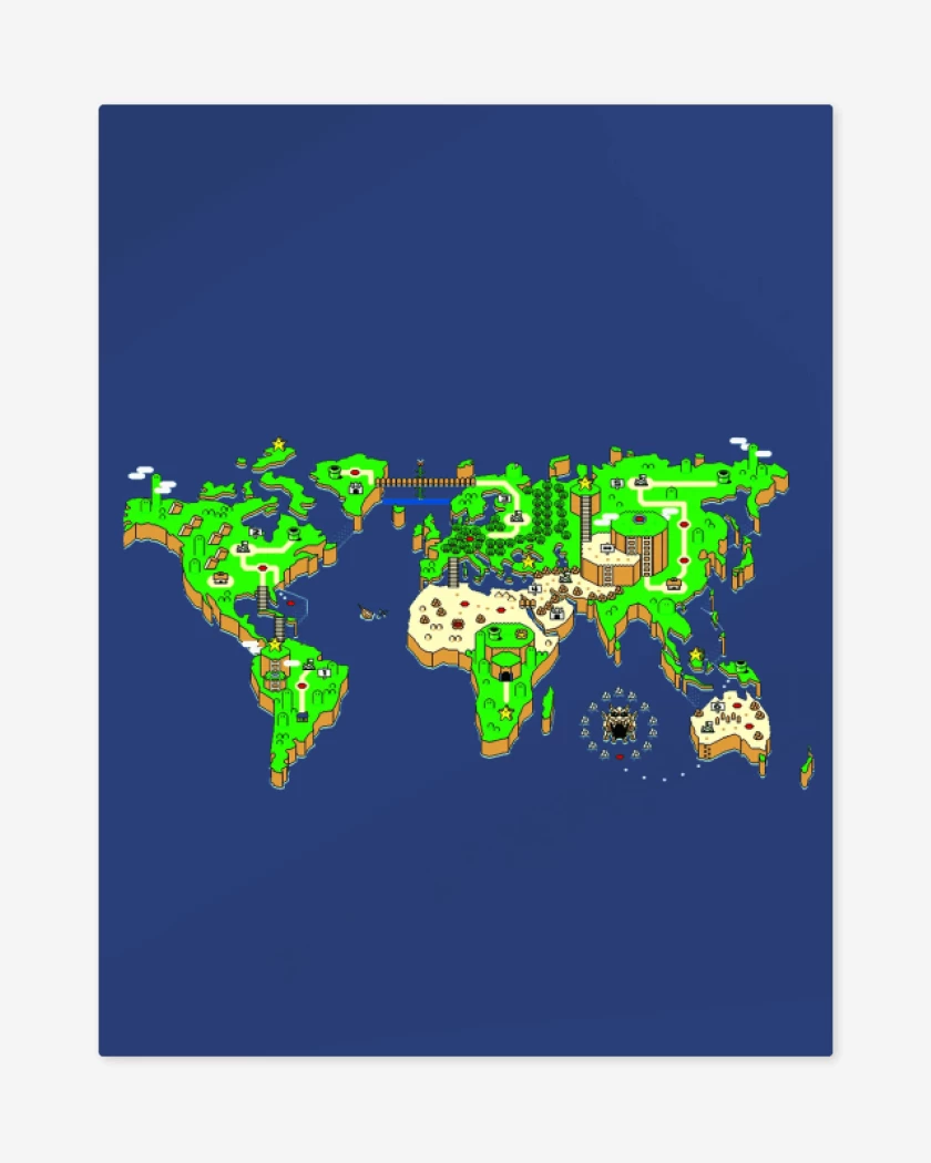 Print metalico Azul Rey de Mapa mundi