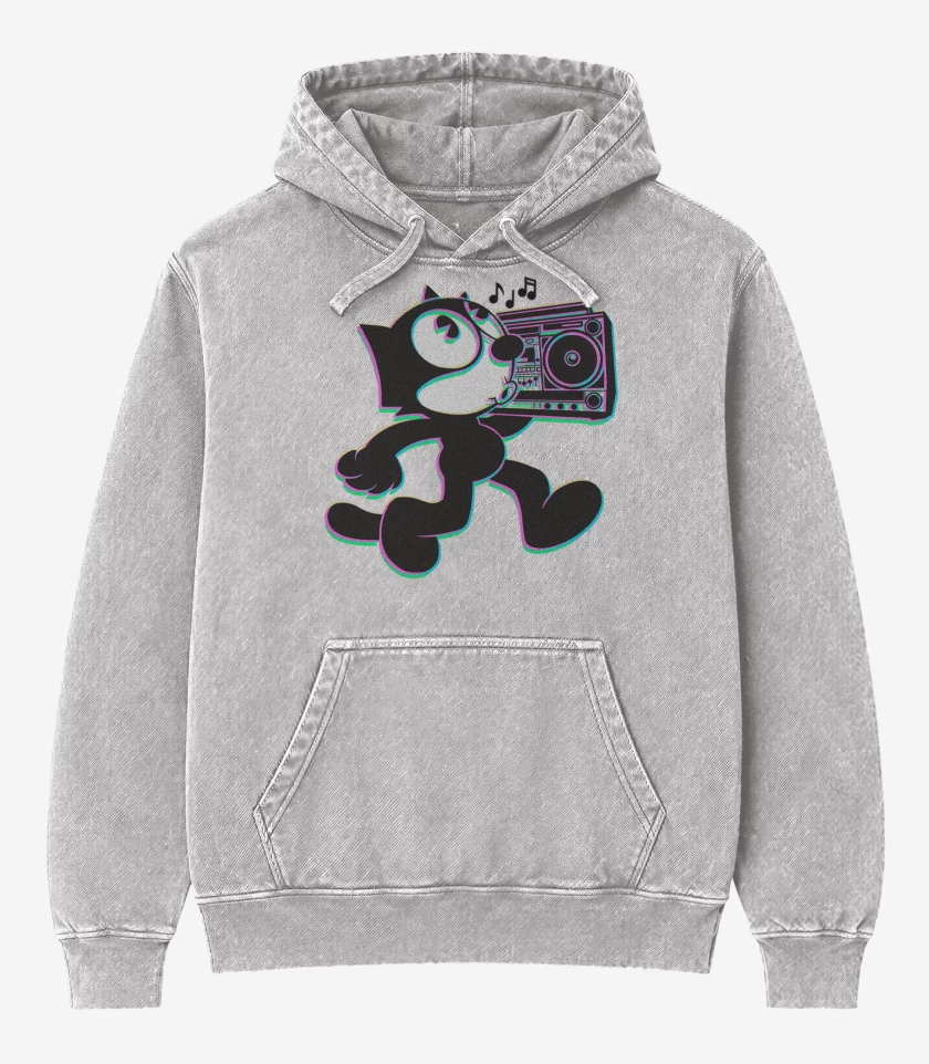 Poleron Canguro Acid Wash Gris Melange de Felix xuki
