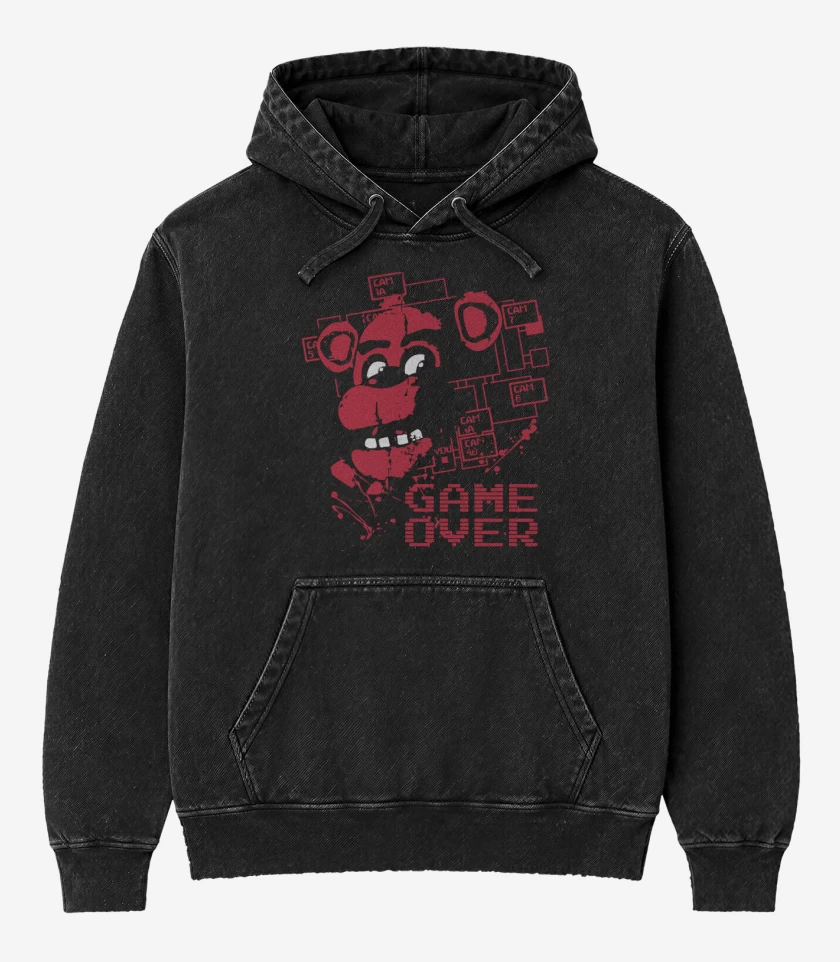 Poleron Canguro Acid Wash Negro de Five Nights at freddys