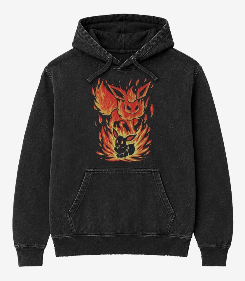 Poleron Canguro Acid Wash Negro de eeveelution 2