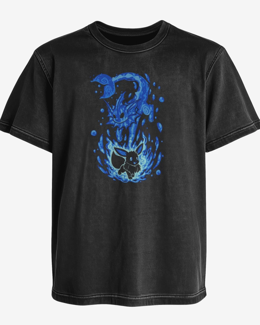 Polera desgastada Negro de eeveelution 3