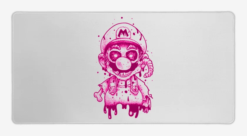 Mouse pad Gamer Blanco de Super bigote  Zoombie