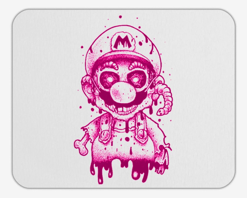 Mousepad Blanco de Super bigote  Zoombie