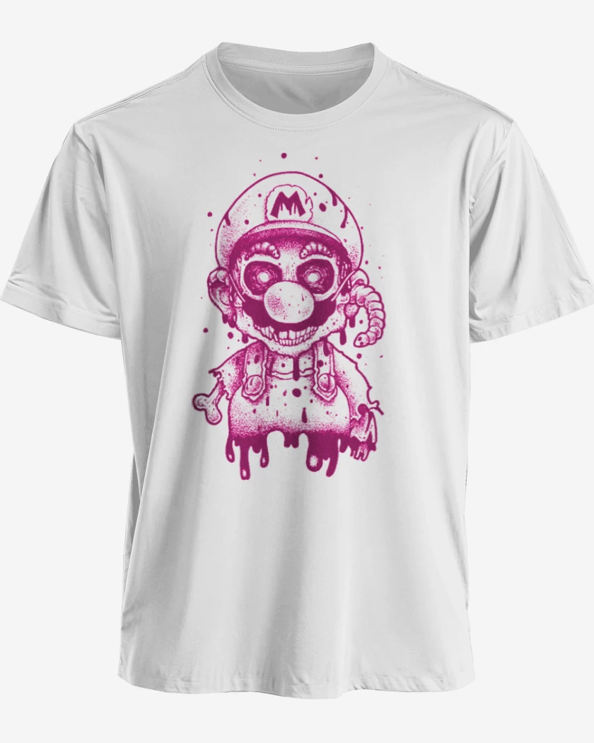 Polera premium Blanco de Super bigote  Zoombie