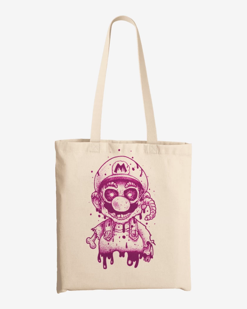 Totebag Blanco de Super bigote  Zoombie