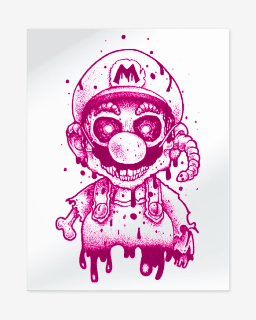 Print metalico Blanco de Super bigote  Zoombie
