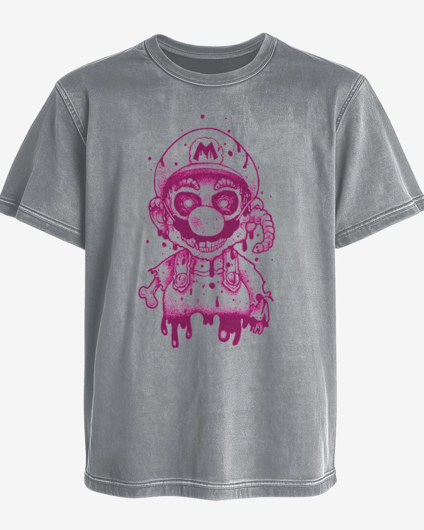 Polera desgastada Gris Melange de Super bigote  Zoombie