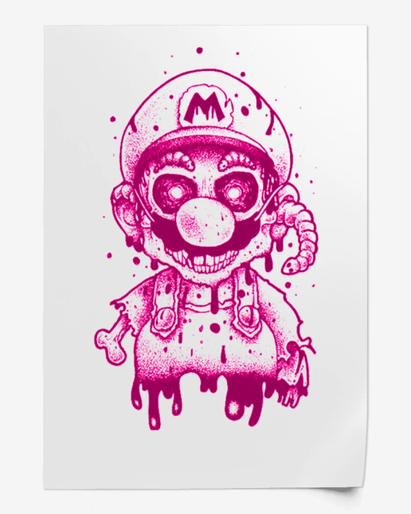 Print Blanco de Super bigote  Zoombie