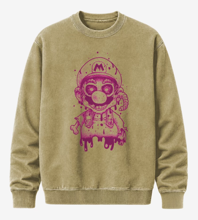 Poleron Polo Acid Wash Beige de Super bigote  Zoombie