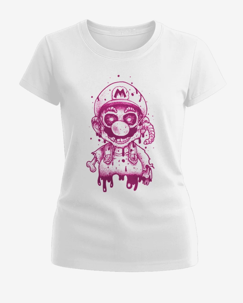 Polera de Mujer Blanco de Super bigote  Zoombie