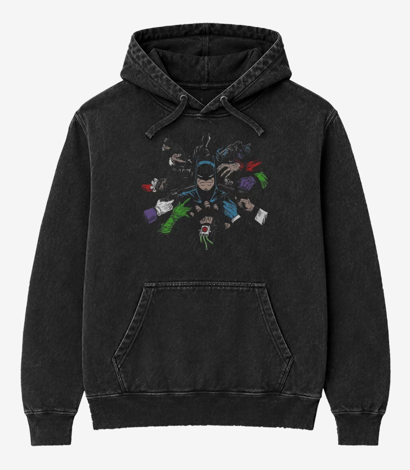 Poleron Canguro Acid Wash Negro de Wickbat