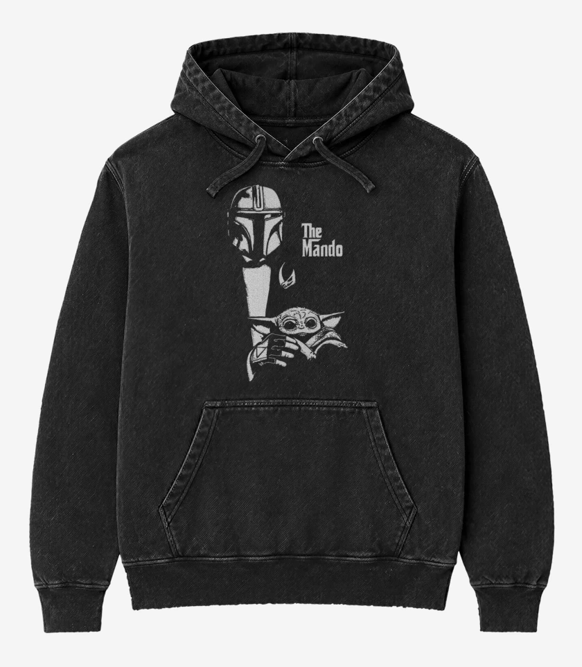 Poleron Canguro Acid Wash Negro de The mando