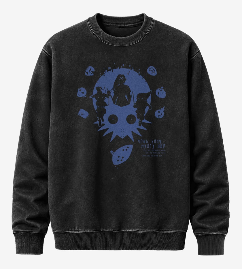 Poleron Polo Acid Wash Negro de Majoras Mask - Hylian