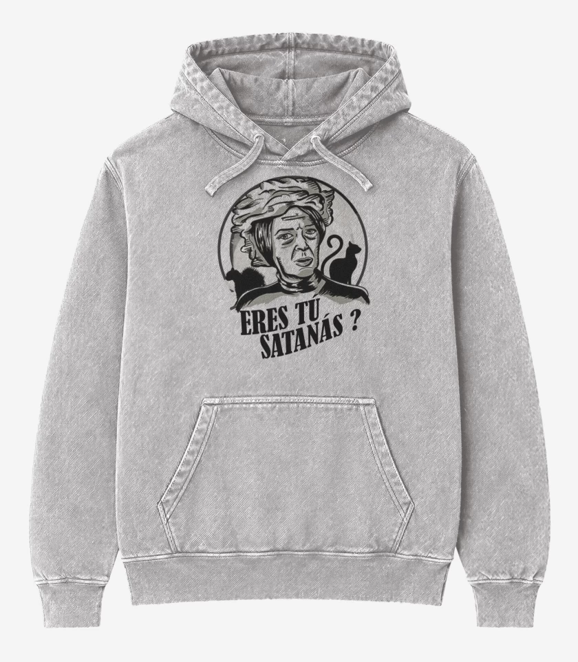 Poleron Canguro Acid Wash Gris Melange de ERES TU SATANAS 