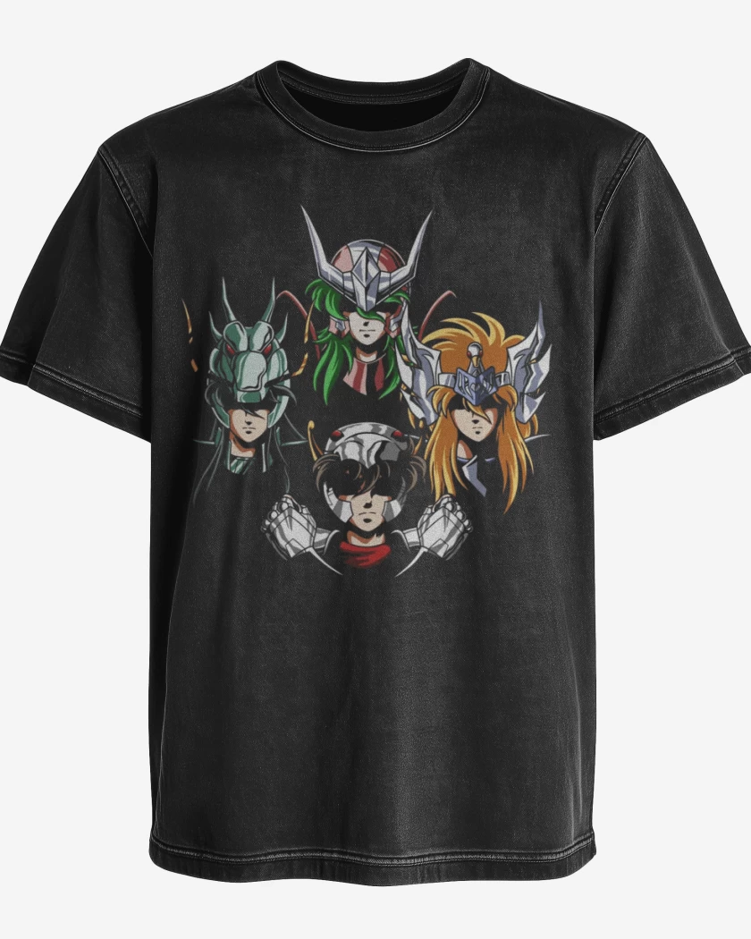 Polera desgastada Negro de Saint rhapsody