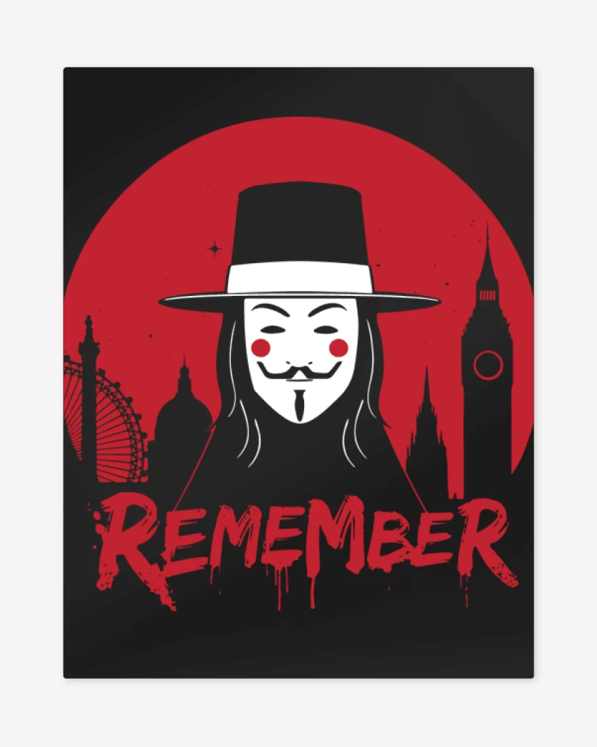 Print metalico Negro de V - Remember