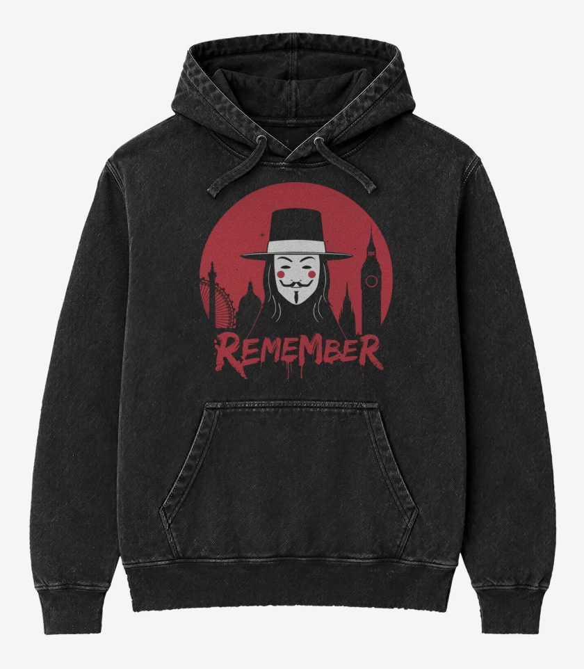 Poleron Canguro Acid Wash Negro de V - Remember