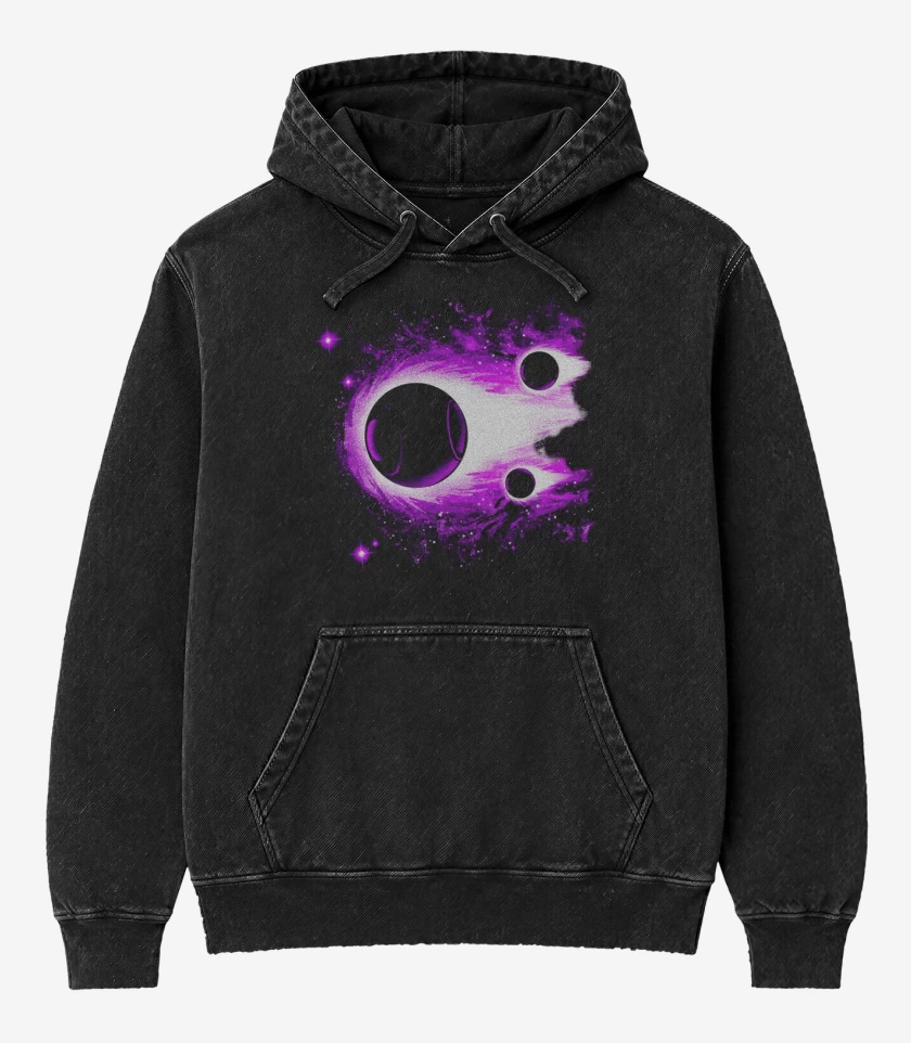 Poleron Canguro Acid Wash Negro de Fire sayayin