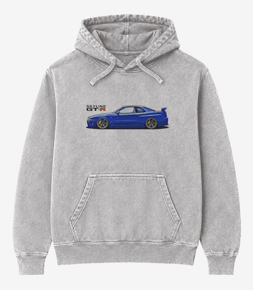 Poleron Canguro Acid Wash Gris Melange de Skyline