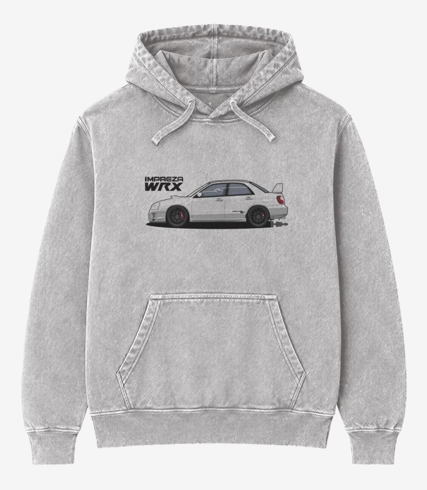 Poleron Canguro Acid Wash Gris Melange de Impreza