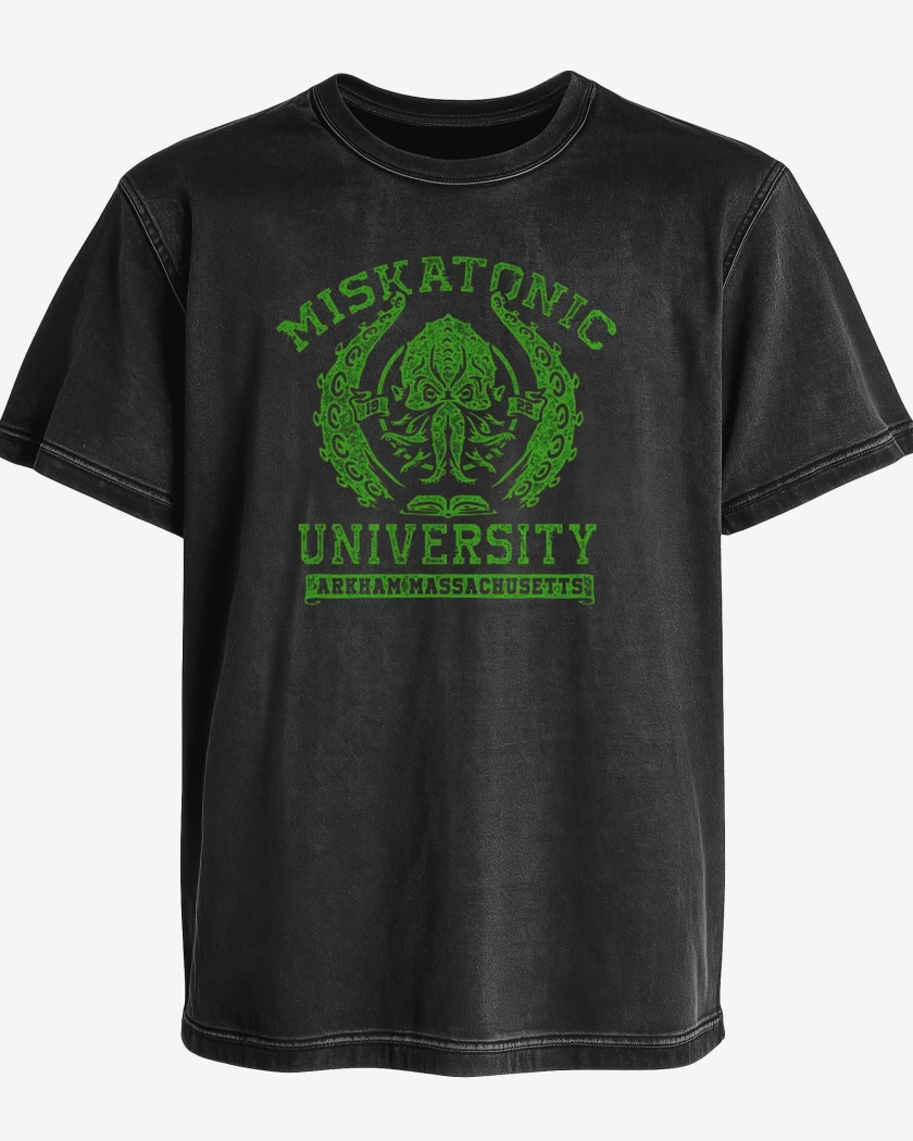 Polera desgastada Negro de Miskatonic
