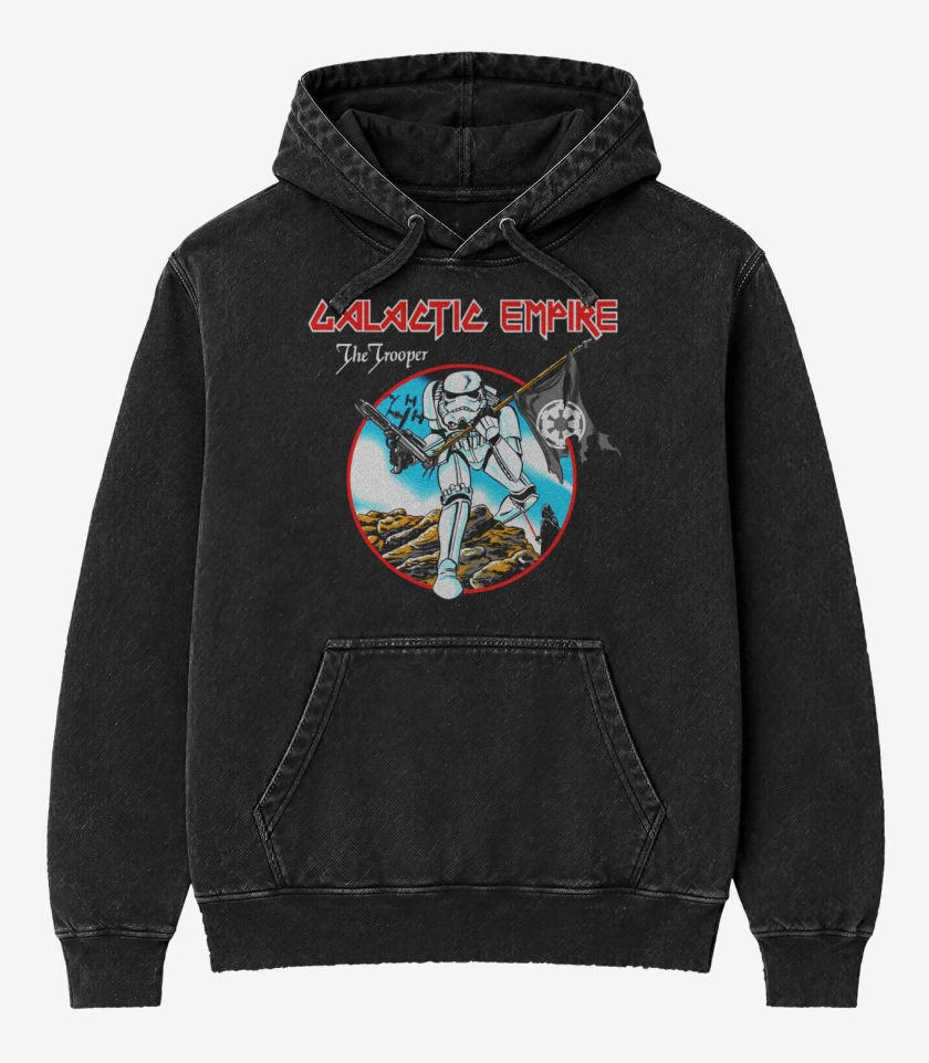 Poleron Canguro Acid Wash Negro de Iron trooper
