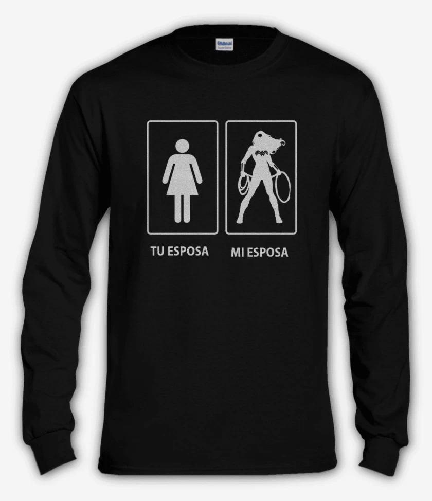 Polera manga larga Negro de Tu esposa...