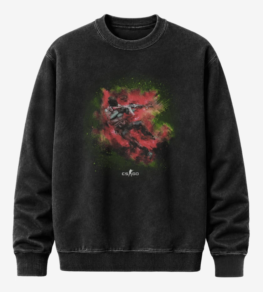 Poleron Polo Acid Wash Negro de Counter strike 2