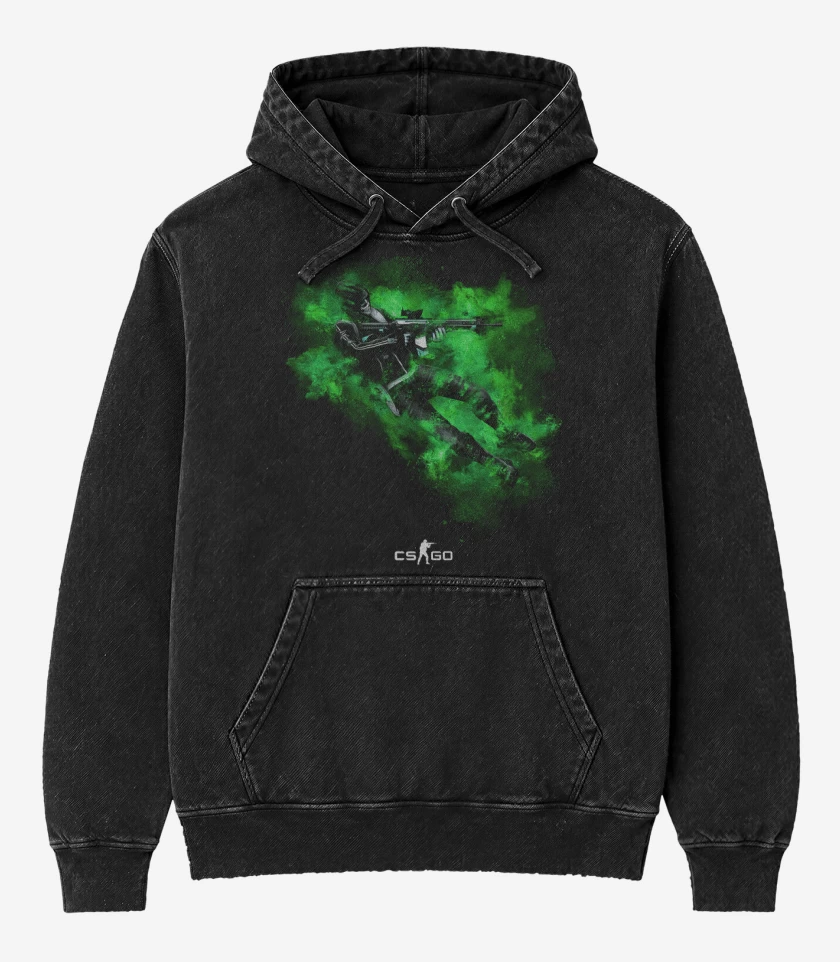 Poleron Canguro Acid Wash Negro de Counter Strike 3