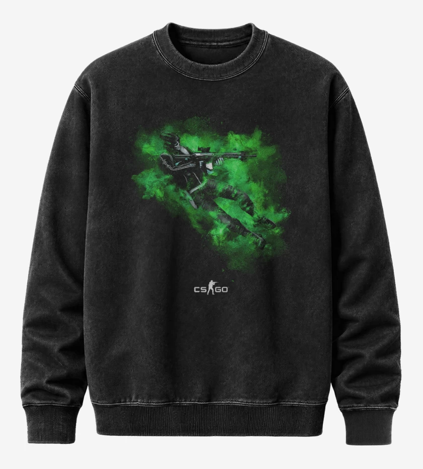 Poleron Polo Acid Wash Negro de Counter Strike 3