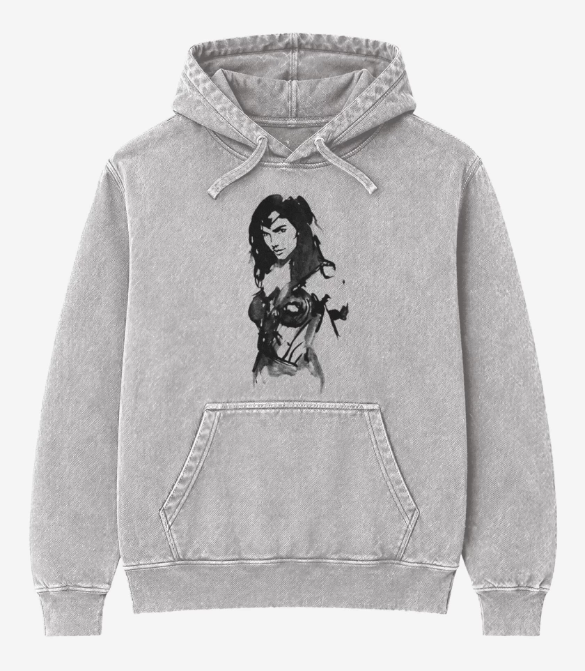 Poleron Canguro Acid Wash Gris Melange de Wonder art