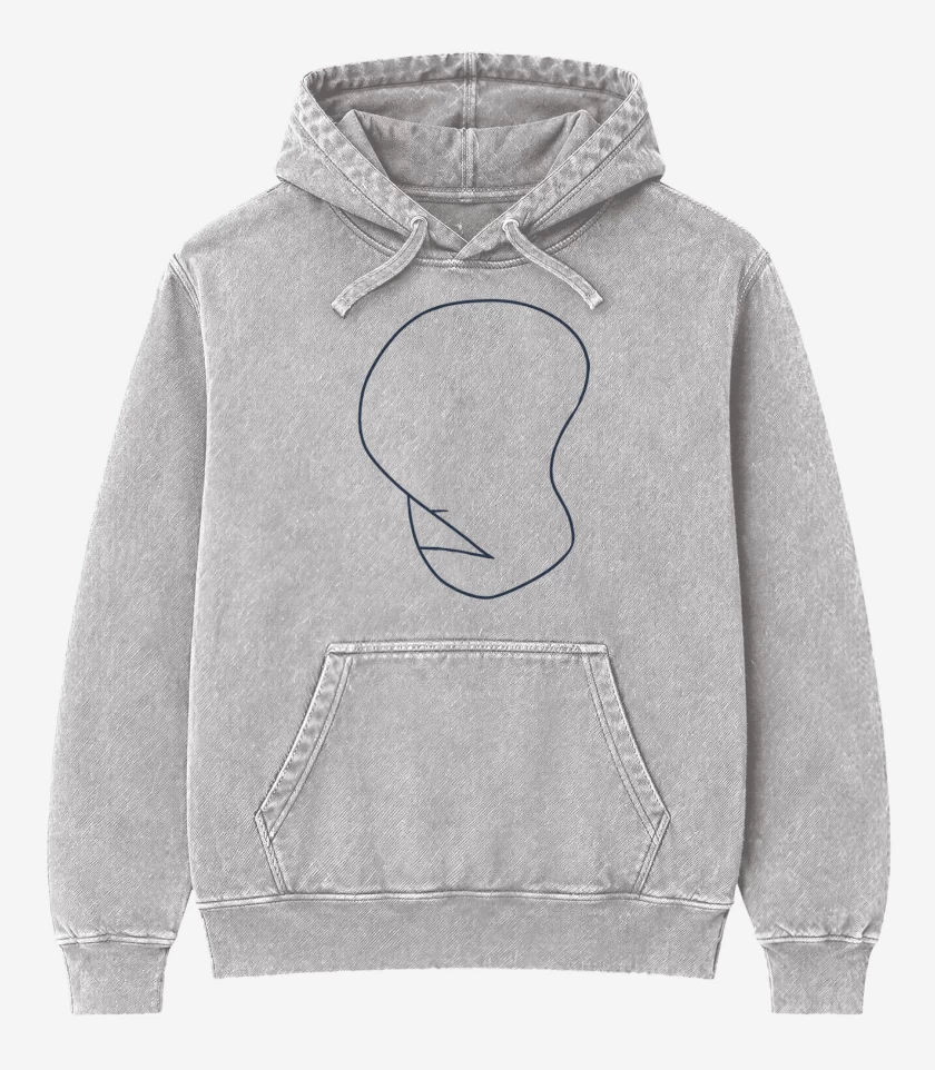Poleron Canguro Acid Wash Gris Melange de Dignidad