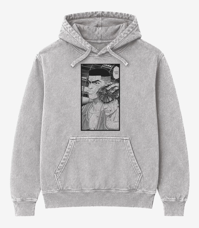 Poleron Canguro Acid Wash Gris Melange de No llores