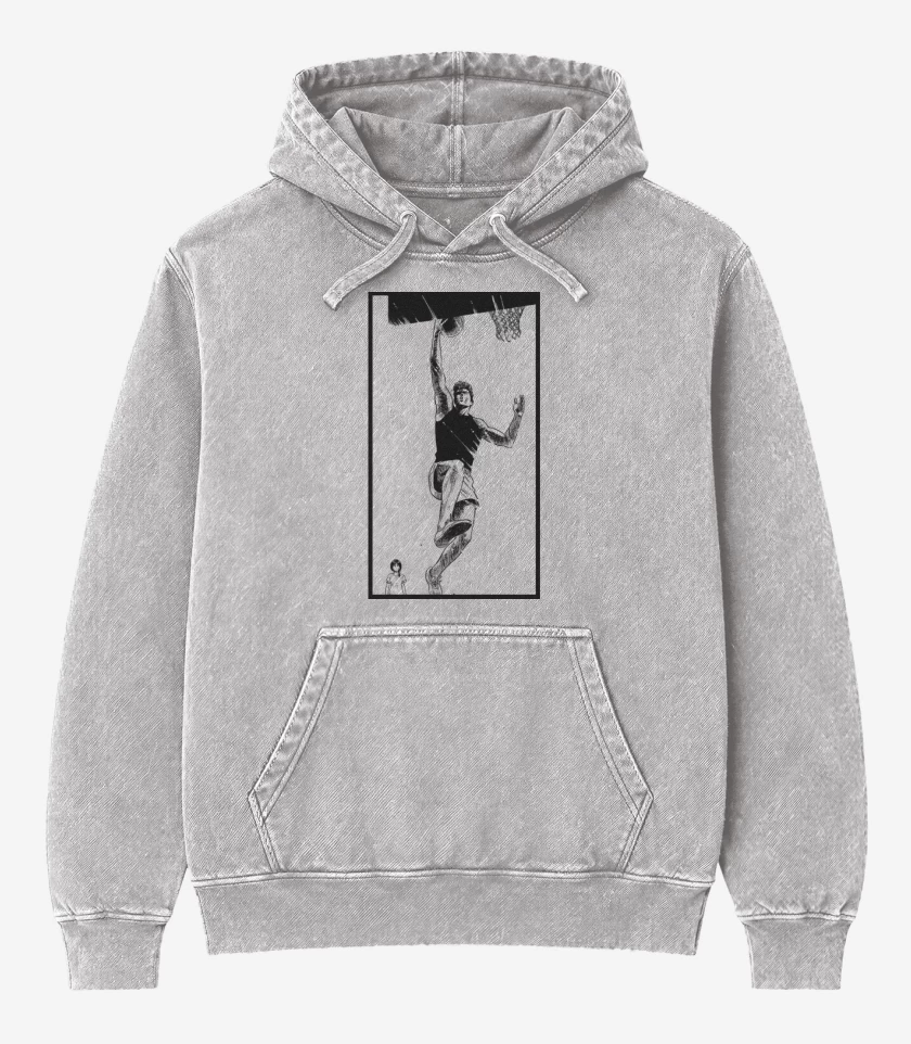 Poleron Canguro Acid Wash Gris Melange de Slam Dunk
