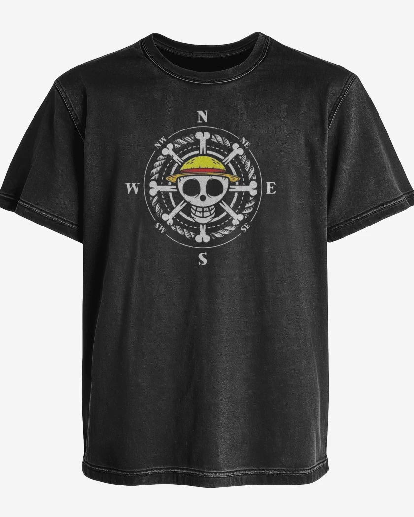 Polera desgastada Negro de One piece 2